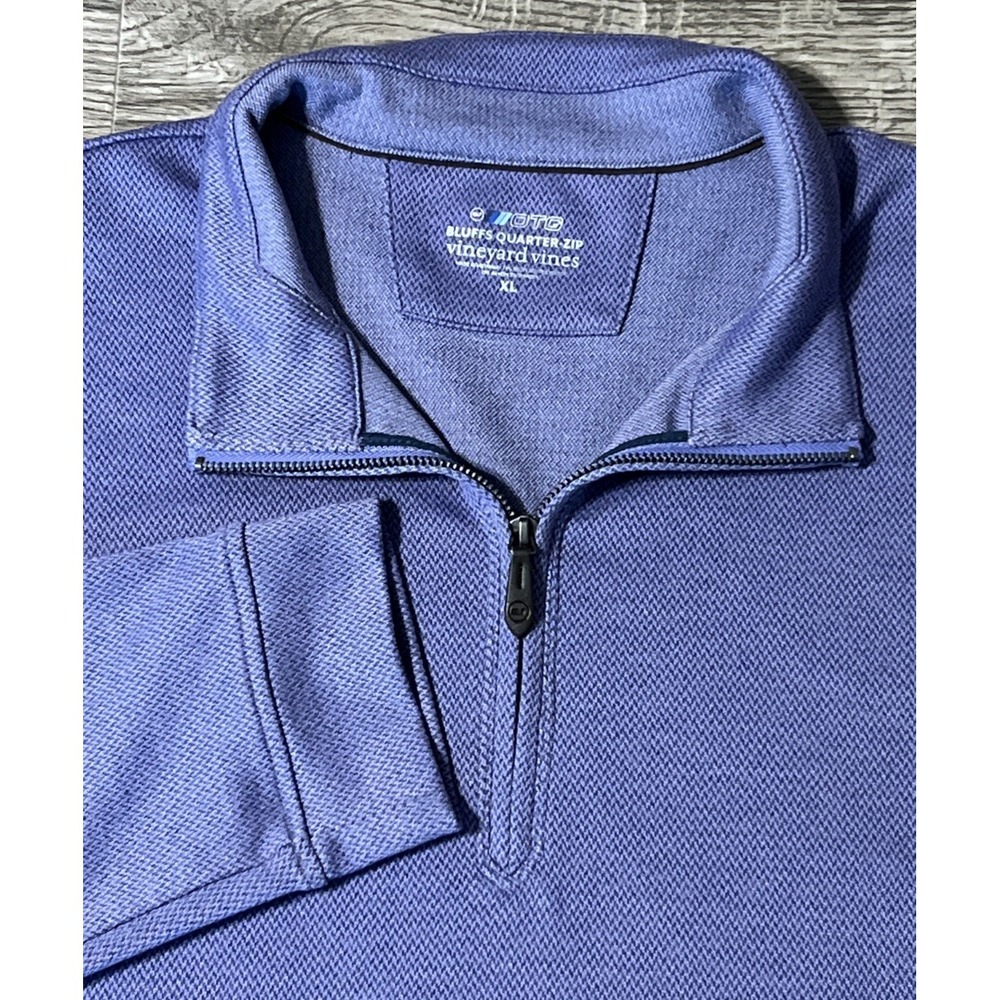 Vineyard Vines OTG Bluffs 1/4 Zip Performance Pullover Purple Houndstooth Sz XL